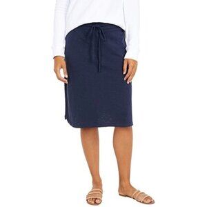 Mod-O-Doc size 4 Navy Blue Slub Jersey Drawstring Skirt NEW